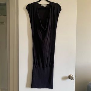 Diane Von Fürstenberg DVF Silk Knit Midi Scoop Neck Black Silk Knit Dress Size P